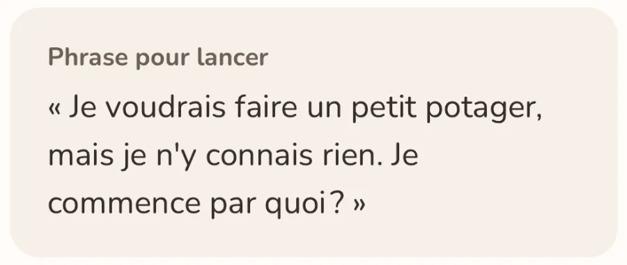 La phrase pour lancer de l'activité 44, « Les mots du jardin ».
